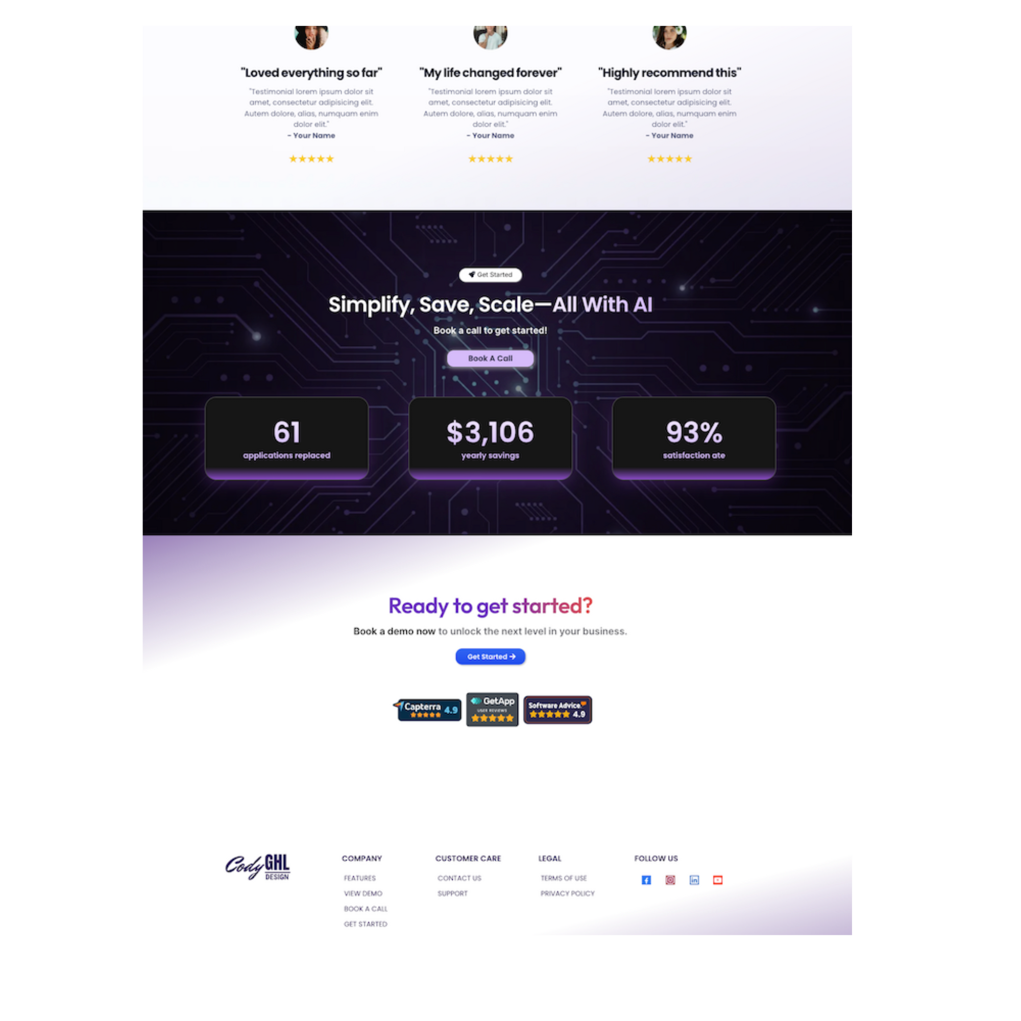 AI Website - Light Theme - Purple