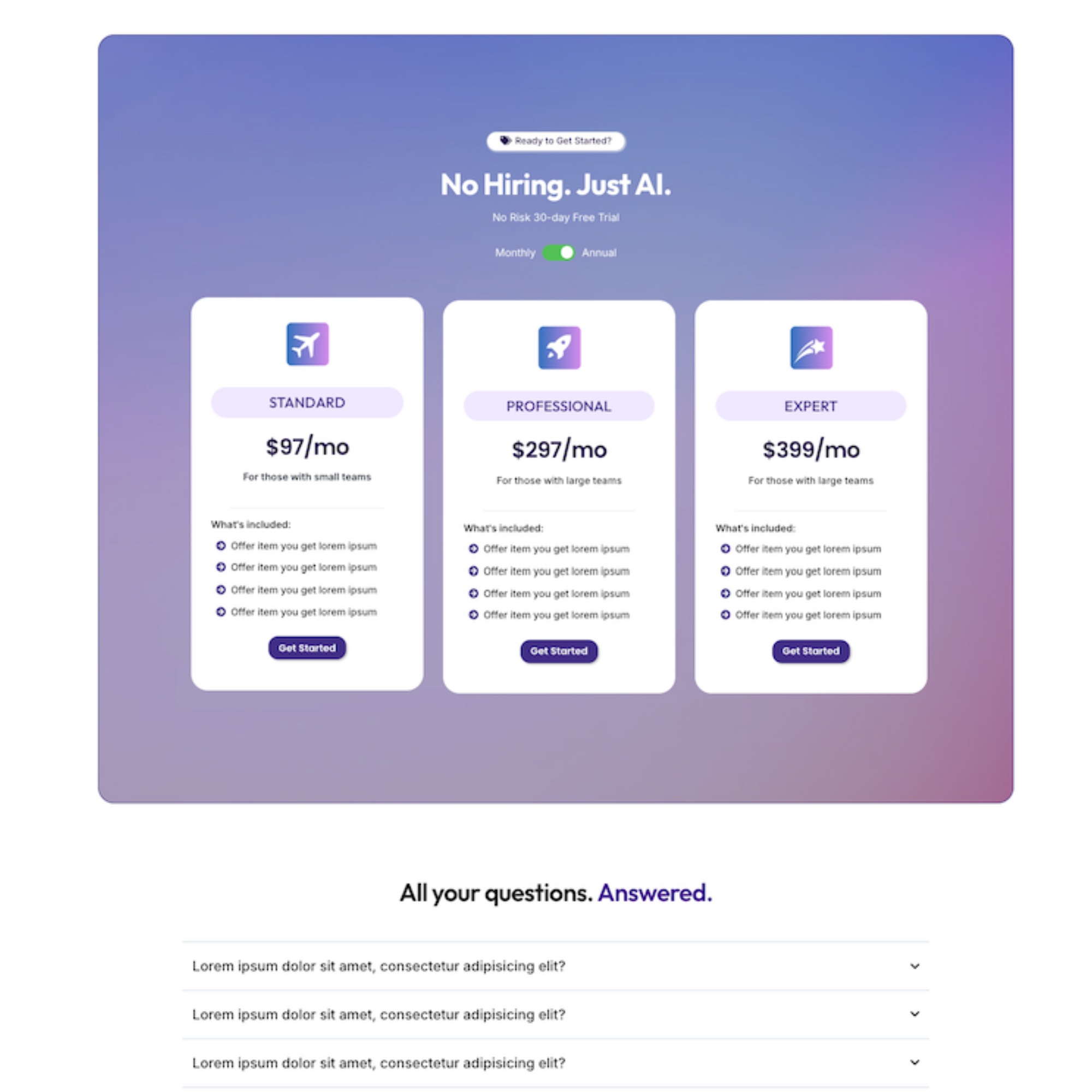 AI Website - Light Theme - Purple